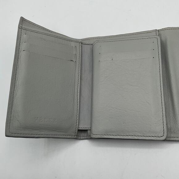 Velez Women's Tri-Fold Leather Wallet, Cracked Silver - Picture 6 of 11